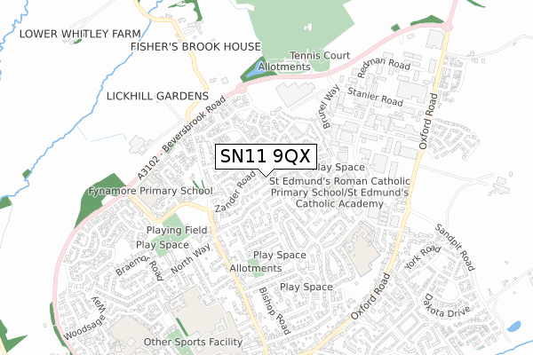 SN11 9QX map - small scale - OS Open Zoomstack (Ordnance Survey)