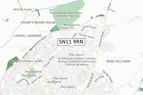 SN11 9RN map - small scale - OS Open Zoomstack (Ordnance Survey)