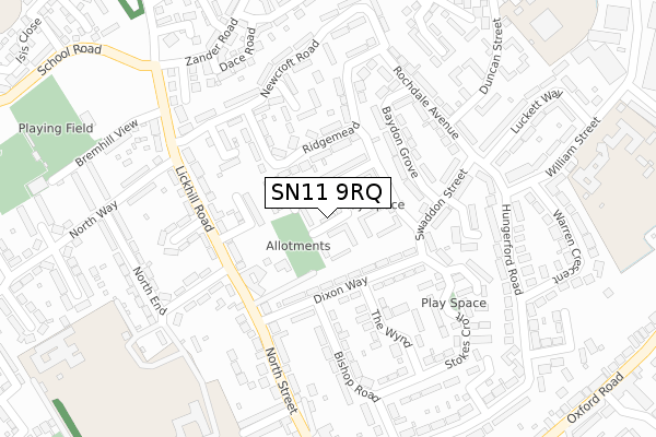 SN11 9RQ map - large scale - OS Open Zoomstack (Ordnance Survey)