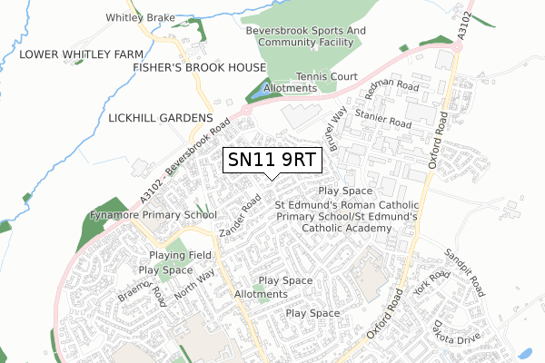 SN11 9RT map - small scale - OS Open Zoomstack (Ordnance Survey)