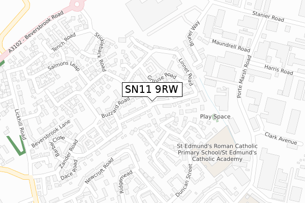 SN11 9RW map - large scale - OS Open Zoomstack (Ordnance Survey)