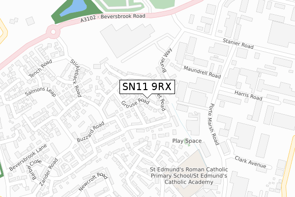 SN11 9RX map - large scale - OS Open Zoomstack (Ordnance Survey)