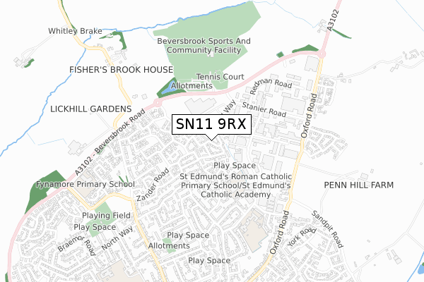 SN11 9RX map - small scale - OS Open Zoomstack (Ordnance Survey)