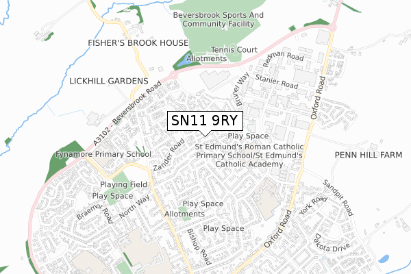 SN11 9RY map - small scale - OS Open Zoomstack (Ordnance Survey)