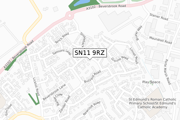SN11 9RZ map - large scale - OS Open Zoomstack (Ordnance Survey)