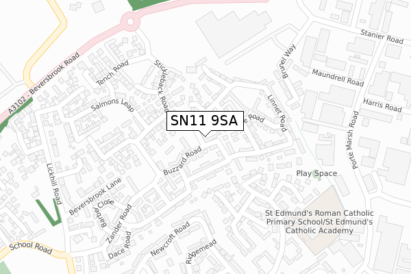 SN11 9SA map - large scale - OS Open Zoomstack (Ordnance Survey)