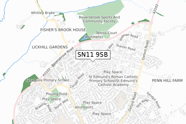 SN11 9SB map - small scale - OS Open Zoomstack (Ordnance Survey)