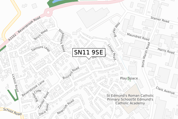 SN11 9SE map - large scale - OS Open Zoomstack (Ordnance Survey)