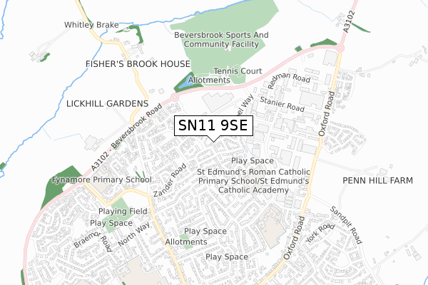 SN11 9SE map - small scale - OS Open Zoomstack (Ordnance Survey)