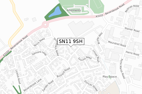 SN11 9SH map - large scale - OS Open Zoomstack (Ordnance Survey)