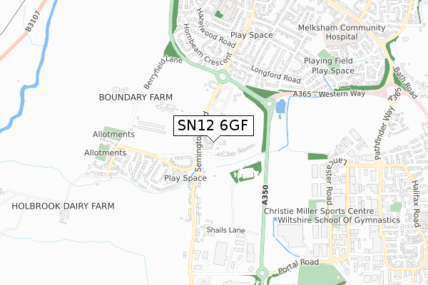 SN12 6GF map - small scale - OS Open Zoomstack (Ordnance Survey)