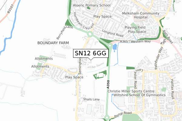 SN12 6GG map - small scale - OS Open Zoomstack (Ordnance Survey)