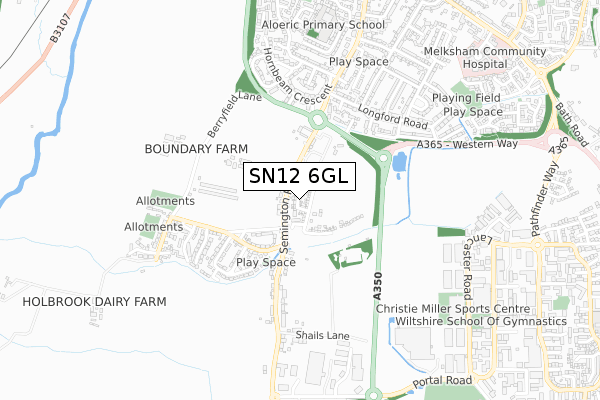 SN12 6GL map - small scale - OS Open Zoomstack (Ordnance Survey)