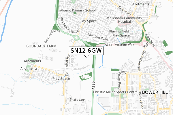 SN12 6GW map - small scale - OS Open Zoomstack (Ordnance Survey)