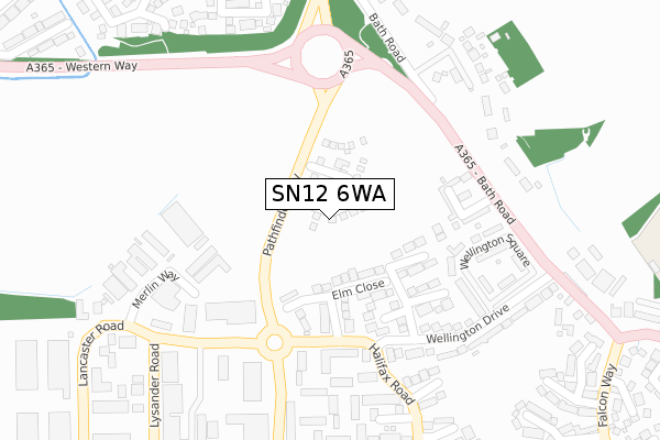 SN12 6WA map - large scale - OS Open Zoomstack (Ordnance Survey)