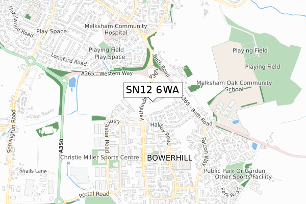 SN12 6WA map - small scale - OS Open Zoomstack (Ordnance Survey)