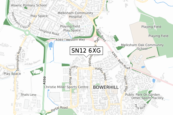 SN12 6XG map - small scale - OS Open Zoomstack (Ordnance Survey)