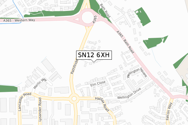 SN12 6XH map - large scale - OS Open Zoomstack (Ordnance Survey)