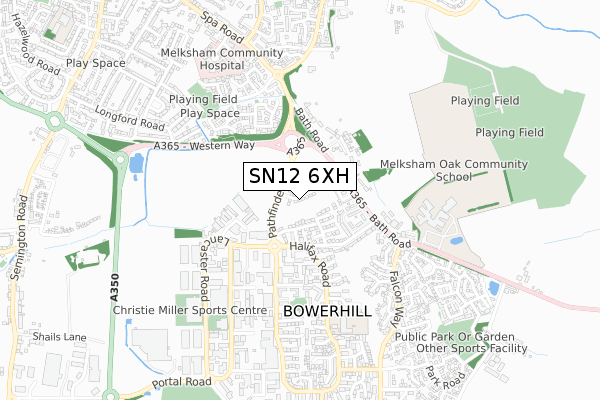 SN12 6XH map - small scale - OS Open Zoomstack (Ordnance Survey)