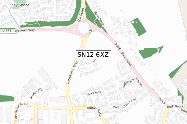 SN12 6XZ map - large scale - OS Open Zoomstack (Ordnance Survey)