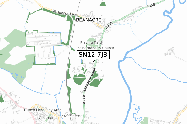SN12 7JB map - small scale - OS Open Zoomstack (Ordnance Survey)