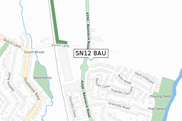 SN12 8AU map - large scale - OS Open Zoomstack (Ordnance Survey)