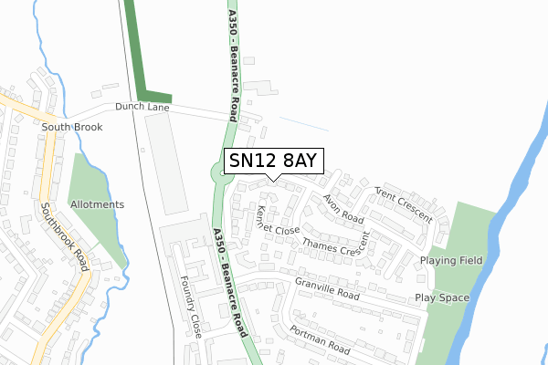 SN12 8AY map - large scale - OS Open Zoomstack (Ordnance Survey)