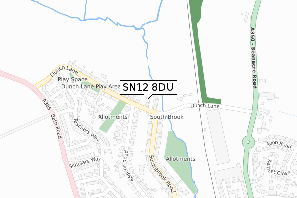 SN12 8DU map - large scale - OS Open Zoomstack (Ordnance Survey)