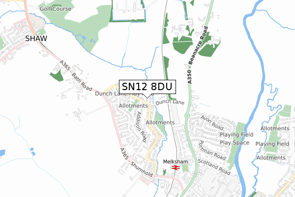 SN12 8DU map - small scale - OS Open Zoomstack (Ordnance Survey)