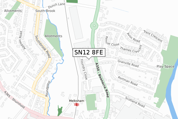 SN12 8FE map - large scale - OS Open Zoomstack (Ordnance Survey)