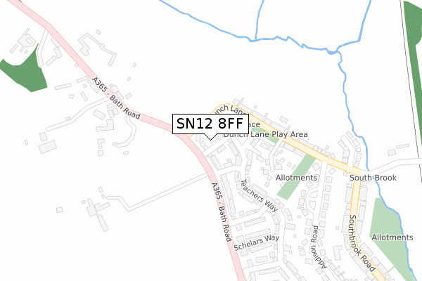 SN12 8FF map - large scale - OS Open Zoomstack (Ordnance Survey)