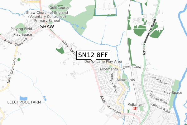 SN12 8FF map - small scale - OS Open Zoomstack (Ordnance Survey)