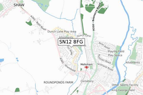 SN12 8FG map - small scale - OS Open Zoomstack (Ordnance Survey)