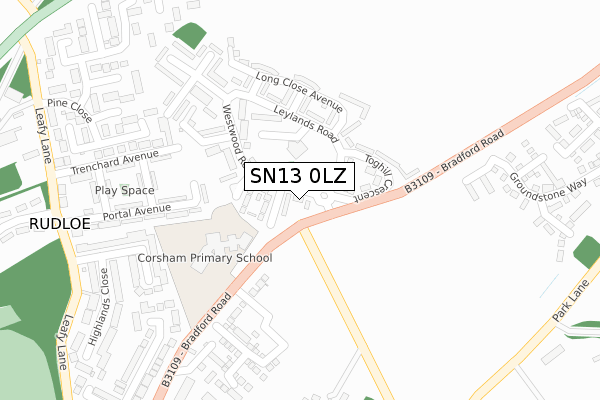 SN13 0LZ map - large scale - OS Open Zoomstack (Ordnance Survey)