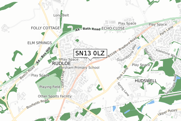 SN13 0LZ map - small scale - OS Open Zoomstack (Ordnance Survey)