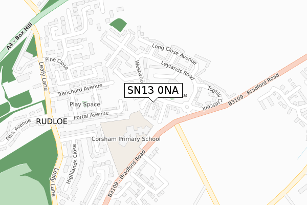 SN13 0NA map - large scale - OS Open Zoomstack (Ordnance Survey)