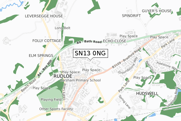 SN13 0NG map - small scale - OS Open Zoomstack (Ordnance Survey)
