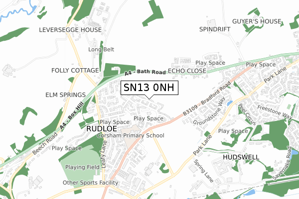 SN13 0NH map - small scale - OS Open Zoomstack (Ordnance Survey)