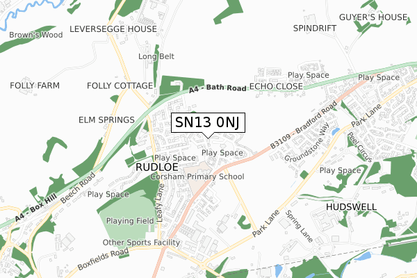 SN13 0NJ map - small scale - OS Open Zoomstack (Ordnance Survey)