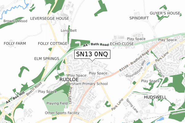 SN13 0NQ map - small scale - OS Open Zoomstack (Ordnance Survey)