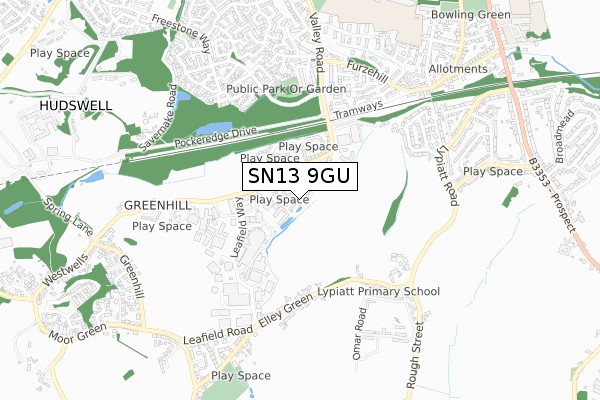 SN13 9GU map - small scale - OS Open Zoomstack (Ordnance Survey)
