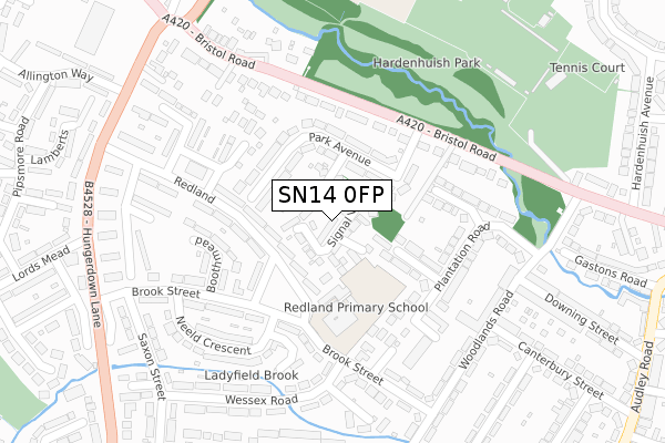 SN14 0FP map - large scale - OS Open Zoomstack (Ordnance Survey)