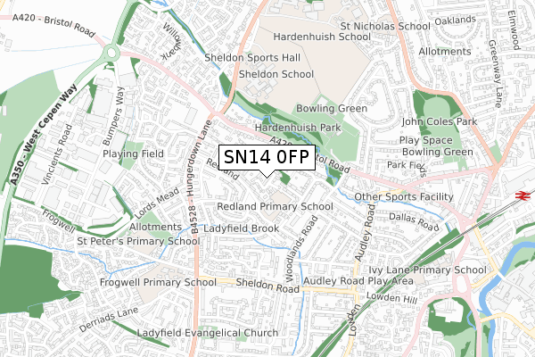 SN14 0FP map - small scale - OS Open Zoomstack (Ordnance Survey)