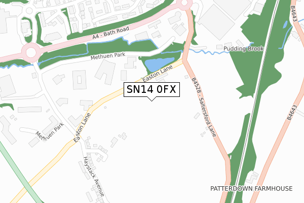 SN14 0FX map - large scale - OS Open Zoomstack (Ordnance Survey)