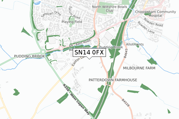 SN14 0FX map - small scale - OS Open Zoomstack (Ordnance Survey)