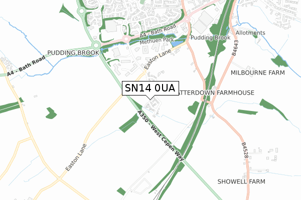SN14 0UA map - small scale - OS Open Zoomstack (Ordnance Survey)