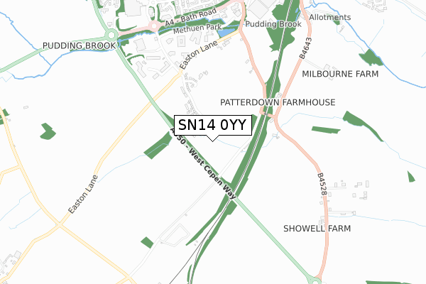 SN14 0YY map - small scale - OS Open Zoomstack (Ordnance Survey)