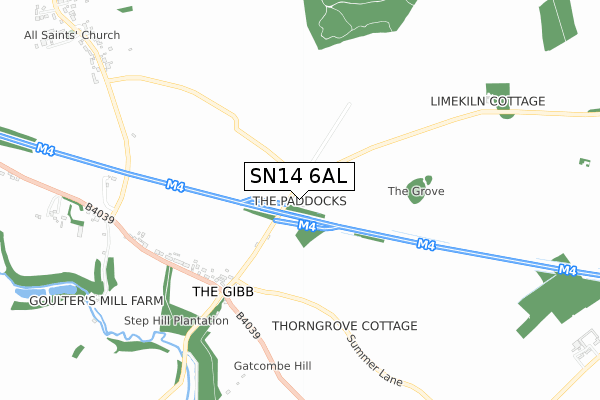 SN14 6AL map - small scale - OS Open Zoomstack (Ordnance Survey)
