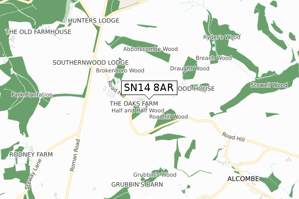 SN14 8AR map - small scale - OS Open Zoomstack (Ordnance Survey) SN14 8AR map - small scale - OS Open Zoomstack (Ordnance Survey)