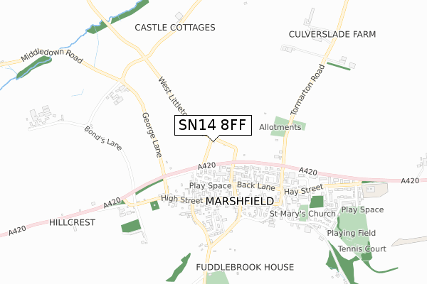 SN14 8FF map - small scale - OS Open Zoomstack (Ordnance Survey)